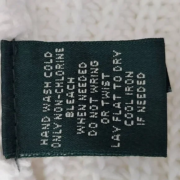 Lauren Ralph Lauren LRL crewneck cable knit sweater white cotton medium - Picture 6 of 7